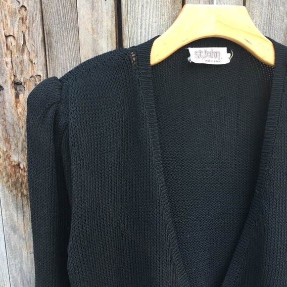 Vintage St. John Santana Knit Open Cardigan Black - Picture 2 of 10